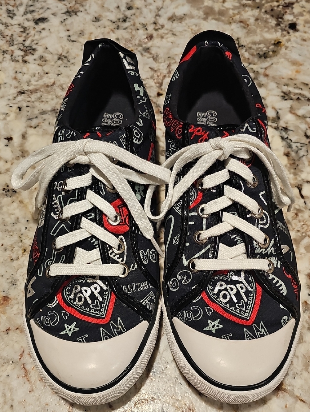 Coach Black Sneakers with Red and White Graphic Accents